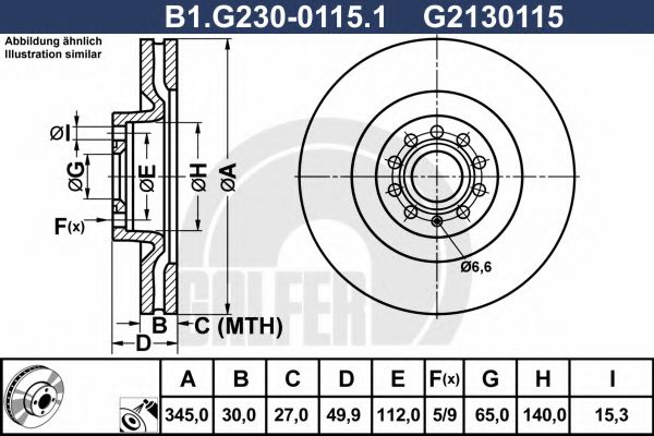 GALFER B1G23001151 Тормозные диски для SKODA