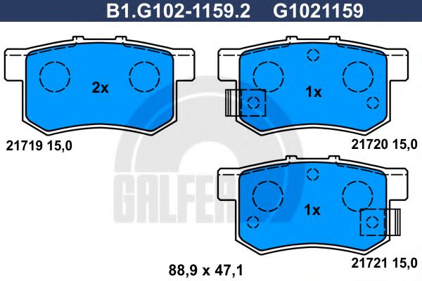 GALFER B1G10211592 Тормозные колодки GALFER для HONDA S2000