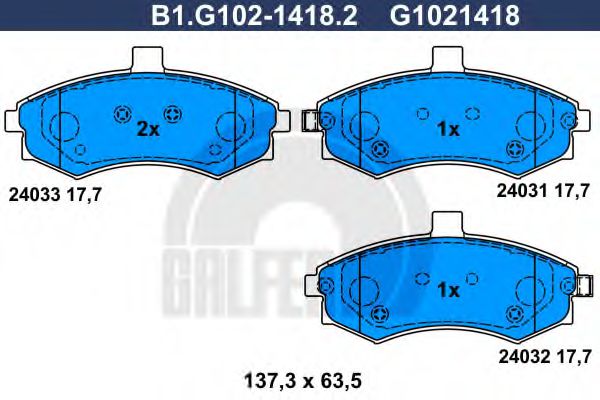 GALFER B1G10214182 Тормозные колодки GALFER для HYUNDAI