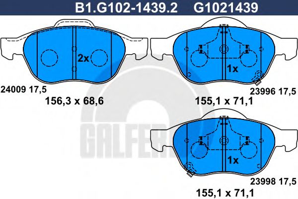 GALFER B1G10214392 Тормозные колодки GALFER для TOYOTA