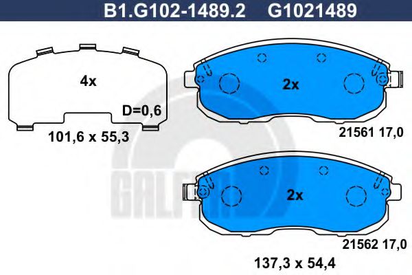 GALFER B1G10214892 Тормозные колодки для SUZUKI SX4