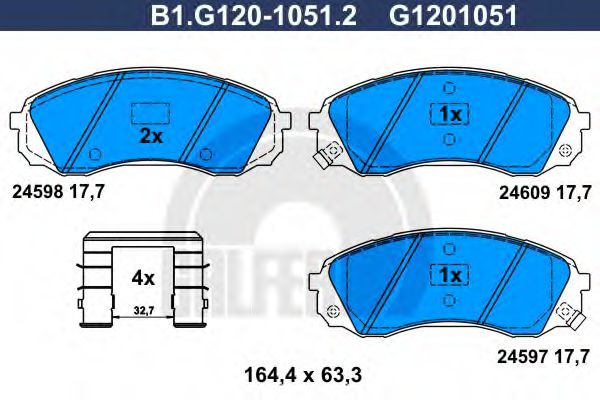 GALFER B1G12010512 Тормозные колодки для HYUNDAI H300