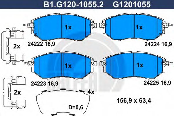 GALFER B1G12010552 Тормозные колодки для SUBARU TRIBECA