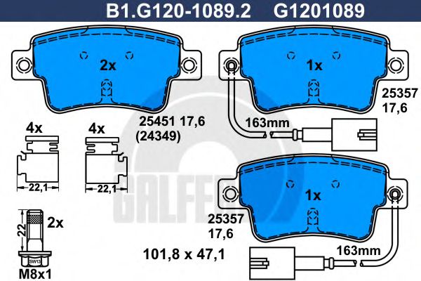 GALFER B1G12010892 Тормозные колодки для ABARTH