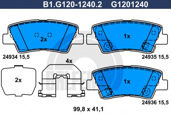 GALFER B1G12012402 Тормозные колодки для HYUNDAI I40