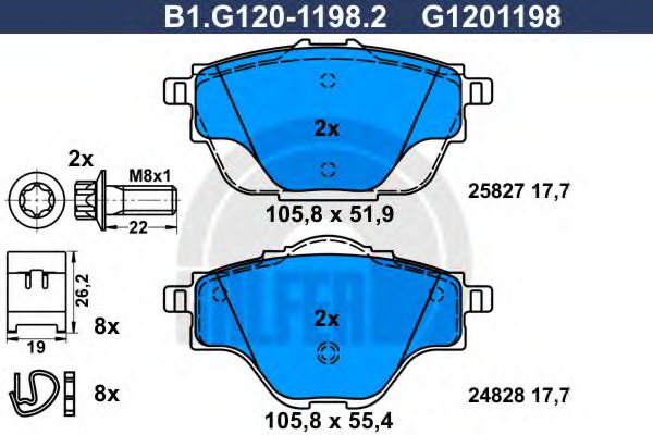 GALFER B1G12011982 Тормозные колодки GALFER для PEUGEOT 308