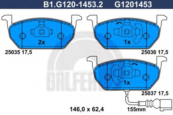 GALFER B1G12014532 Тормозные колодки GALFER для SEAT