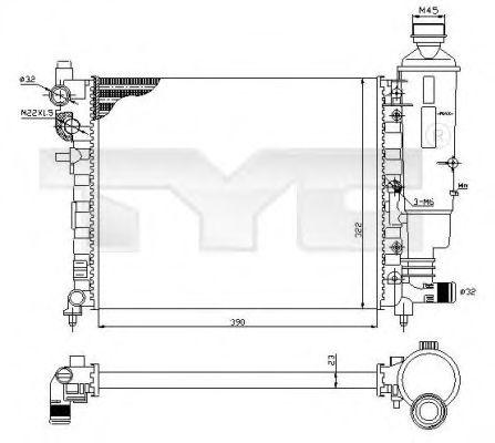 TYC 7050032 Радиатор охлаждения двигателя TYC 
