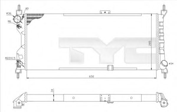 TYC 7250019R Радиатор охлаждения двигателя TYC 