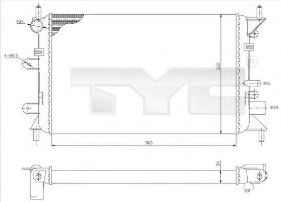 TYC 7100036R Радиатор охлаждения двигателя TYC 