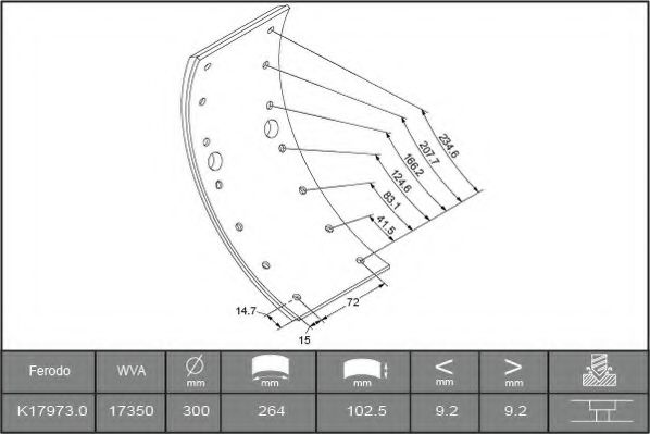 FERODO K179730F3658 Ремкомплект барабанных колодок для MERCEDES-BENZ T2