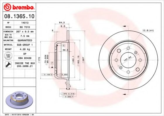 BREMBO 08136510 Тормозные диски BREMBO для ALFA ROMEO