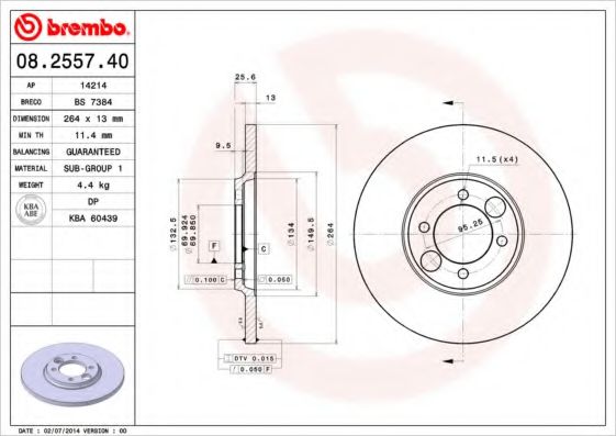 BREMBO 08255740 Тормозные диски для JAGUAR XJS