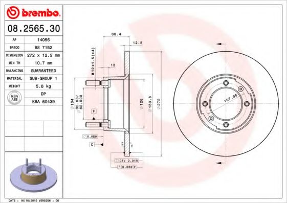 BREMBO 08256530 Тормозные диски BREMBO для ALFA ROMEO