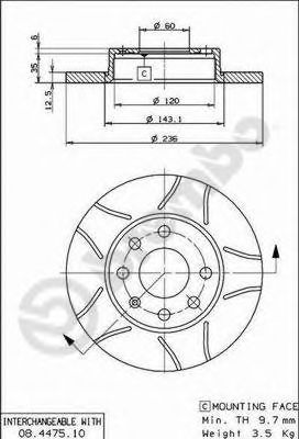 BREMBO 08447575 Тормозные диски для OPEL KADETT E фургон (37, 47)