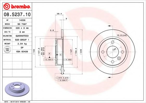 BREMBO 08523710 Тормозные диски для VOLVO 460