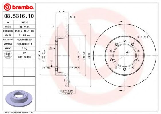 BREMBO 08531610 Тормозные диски BREMBO для LAND ROVER DEFENDER