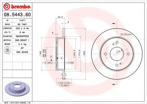BREMBO 08544360 Тормозные диски для INFINITI G20