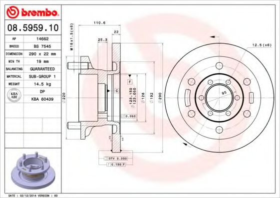 BREMBO 08595910 Тормозные диски для IVECO