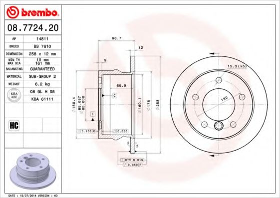 BREMBO 08772420 Тормозные диски для MERCEDES-BENZ G-CLASS