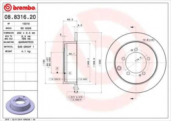 BREMBO 08831620 Тормозные диски для MITSUBISHI PAJERO