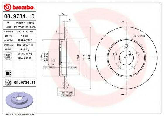 BREMBO 08973410 Тормозные диски BREMBO для JAGUAR