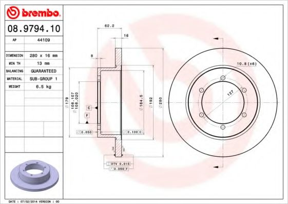 BREMBO 08979410 Тормозные диски для RENAULT TRUCKS MAXITY