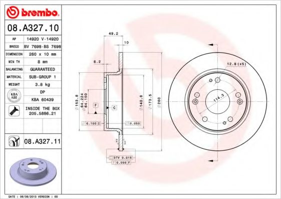 BREMBO 08A32711 Тормозные диски для HONDA