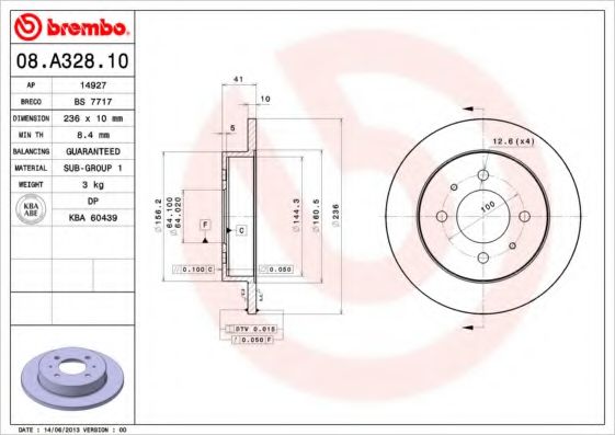 BREMBO 08A32810 Тормозные диски BREMBO для MITSUBISHI
