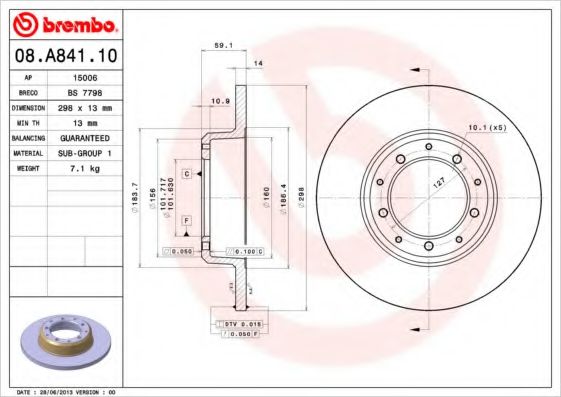 BREMBO 08A84110 Тормозные диски BREMBO для LAND ROVER
