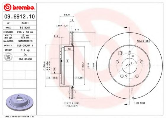 BREMBO 09691210 Тормозные диски для NISSAN 300 ZX