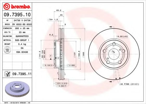 BREMBO 09739510 Тормозные диски BREMBO для TOYOTA