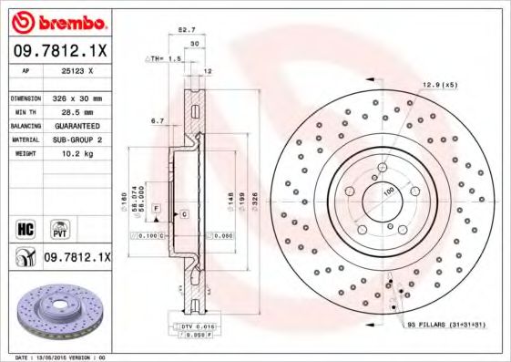 BREMBO 0978121X Тормозные диски BREMBO для SUBARU