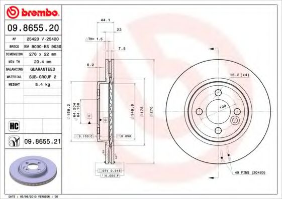 BREMBO 09865520 Тормозные диски BREMBO для MINI