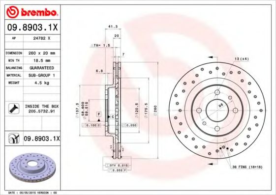 BREMBO 0989031X Тормозные диски BREMBO для LADA