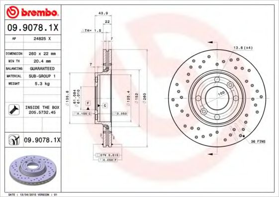 BREMBO 0990781X Тормозные диски для DACIA