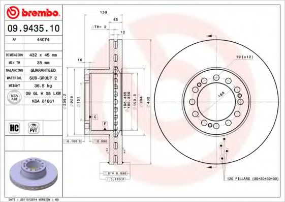 BREMBO 09943510 Тормозные диски BREMBO для MAN