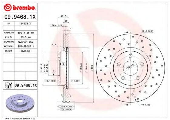 BREMBO 0994681X Тормозные диски для FORD GRAND C-MAX
