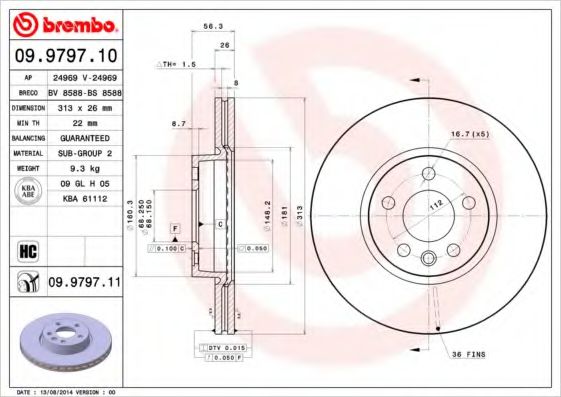 BREMBO 09979710 Тормозные диски BREMBO для SEAT