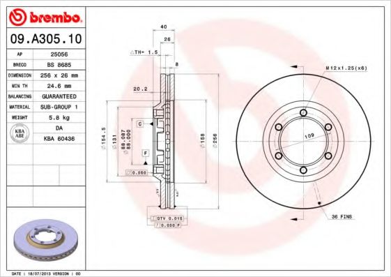 BREMBO 09A30510 Тормозные диски BREMBO для ISUZU