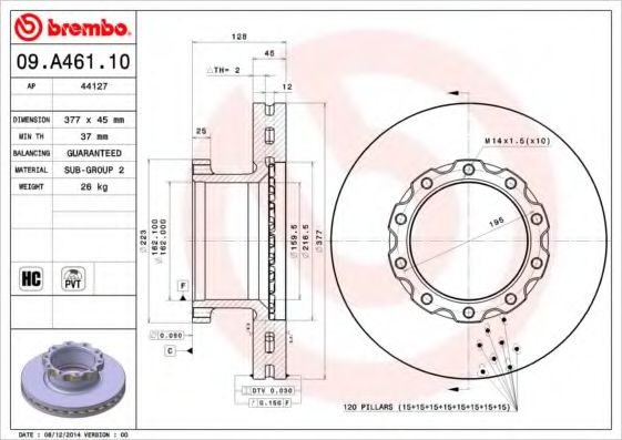 BREMBO 09A46110 Тормозные диски BREMBO для MAN