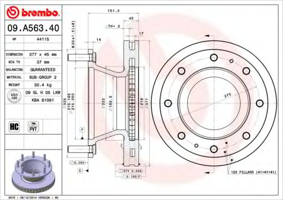 BREMBO 09A56340 Тормозные диски для IVECO
