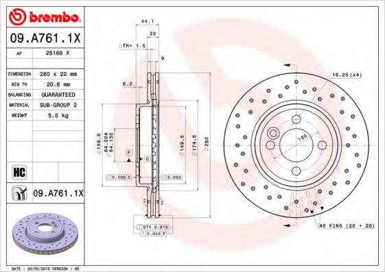 BREMBO 09A7611X Тормозные диски для MINI