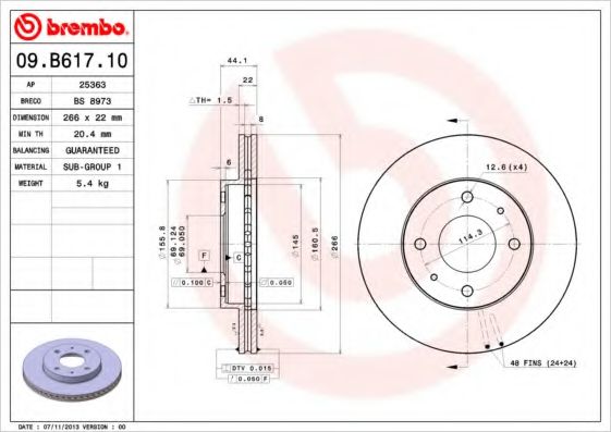 BREMBO 09B61710 Тормозные диски для PROTON GEN