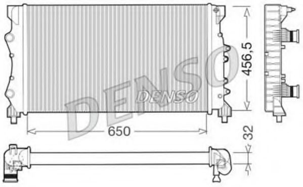 DENSO DRM23025 Радиатор охлаждения двигателя DENSO для RENAULT