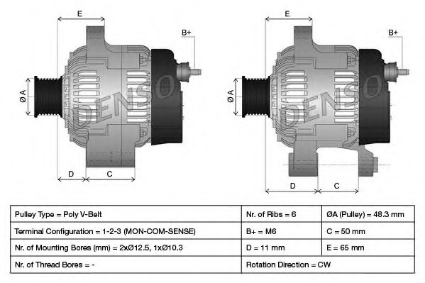 DAN587 DENSO Генератор DAN587 DENSO Генератор