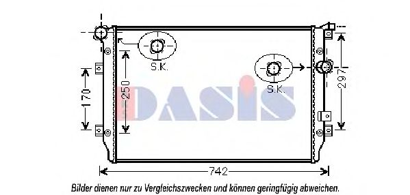 AKS DASIS 040014N Радиатор охлаждения двигателя для VOLKSWAGEN SHARAN