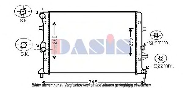 AKS DASIS 040019N Радиатор охлаждения двигателя AKS DASIS для VOLKSWAGEN