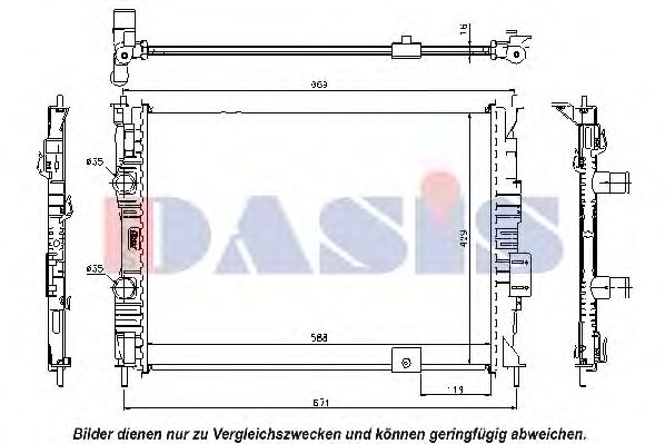 AKS DASIS 070130N Радиатор охлаждения двигателя для NISSAN