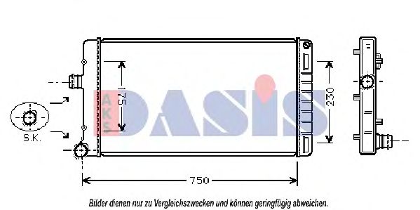 AKS DASIS 080048N Радиатор охлаждения двигателя для FIAT